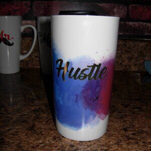 10 Strawberry Street Ceramic Travel Mug Tie Dye Colors Hustle 12oz